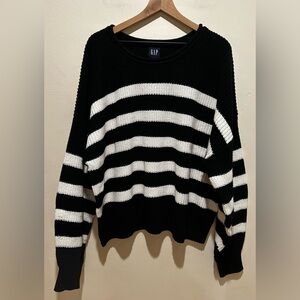 NWT Gap Black White Striped Chunky Knit Oversized Sweater - Women’s Size XXL